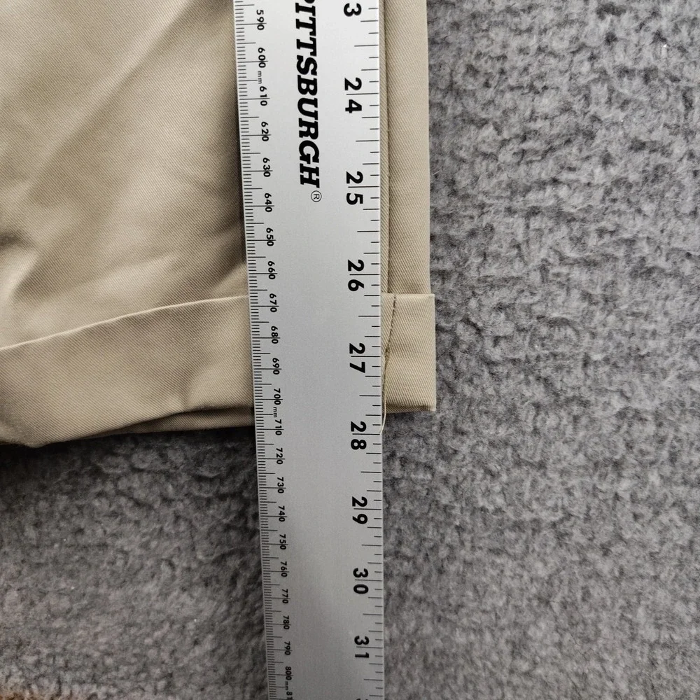 Berle Mens Pleated Chino Pants Khaki Tan Cuffed Twill Trousers 37x27.5